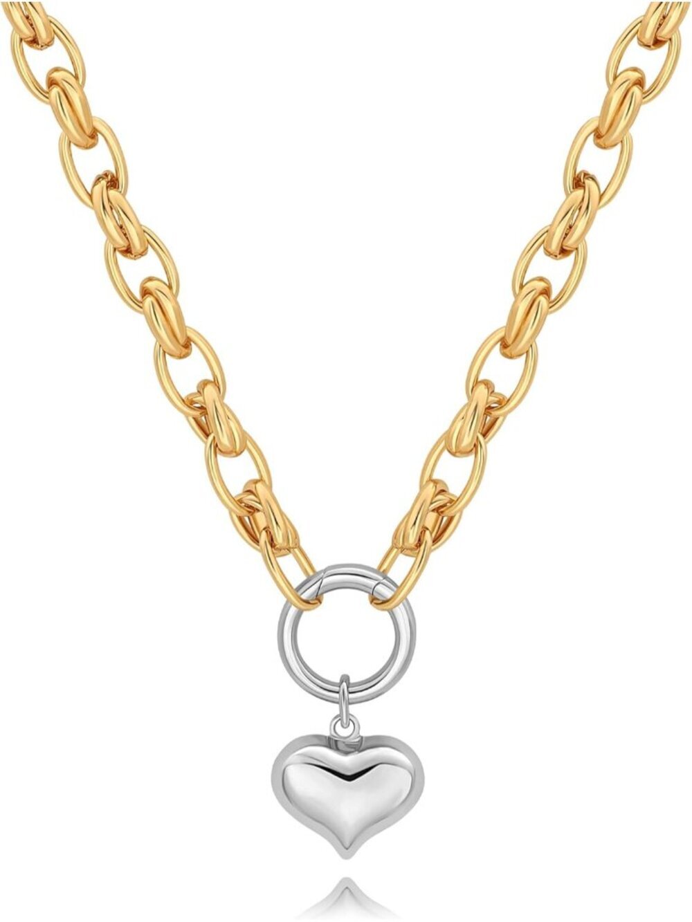 Women's Yellow Gold and Silver 18 K Plate Dainty Compass Chain Necklaces